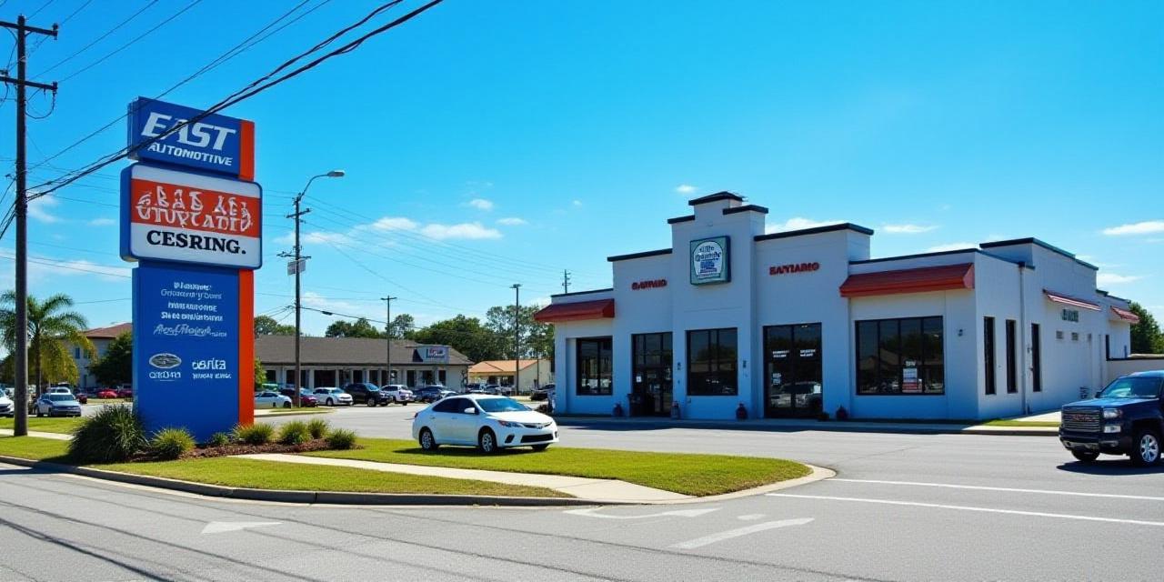 Street view of East Bay Automotive sign on Stewart St