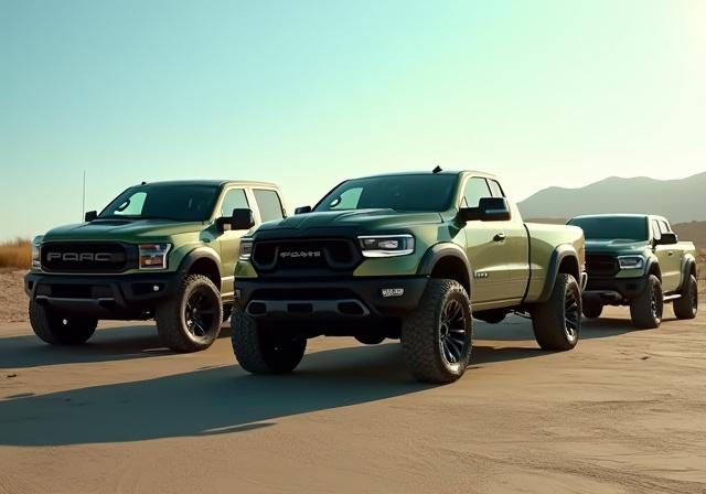 Display of trucks and SUVs ready for sale